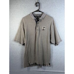 Carlyle Polo Shirt Mens Large Gray Short Sleeve Geometric Golf Embroidered USA